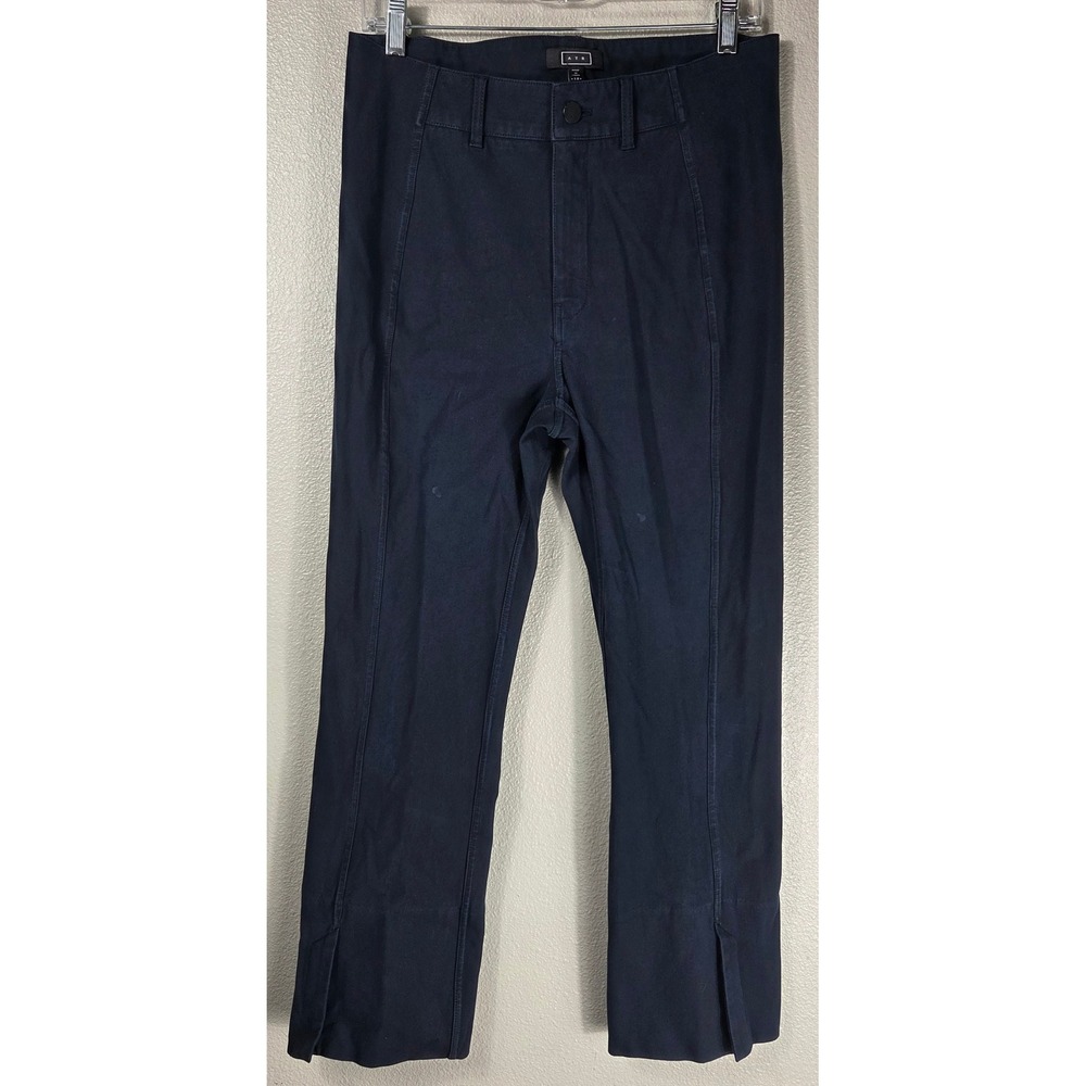 AYR The Sizzle Navy Tonal Seamed Split Hem Pants Women's 10